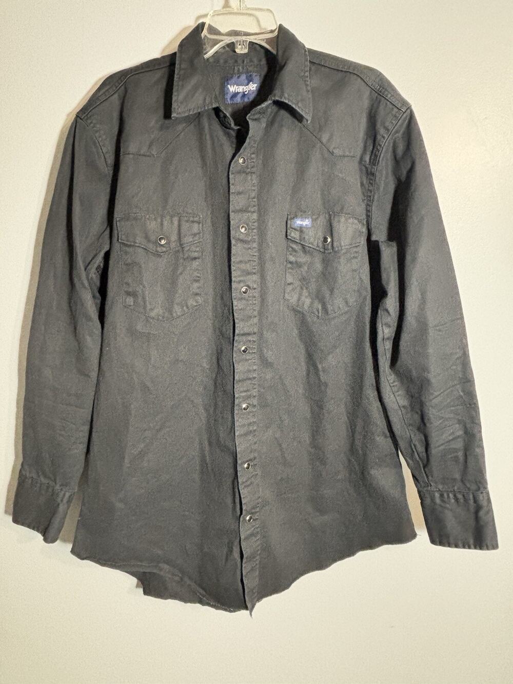 Wrangler Black Snap Button Long Sleeve Shirt Men's Size XL Tall